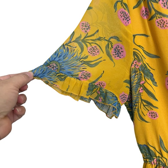 MADEWELL Sweetgrass Ruffle-Sleeve Dress in Painted Blooms Floral Sz: 10 - Picture 3 of 7